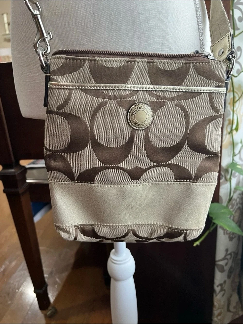 Coach Gold/Tan Signature Small Crossbody Bag